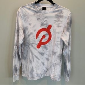 Peloton Tie Dye Style Long Sleeve White & Gray Shirt Size S
